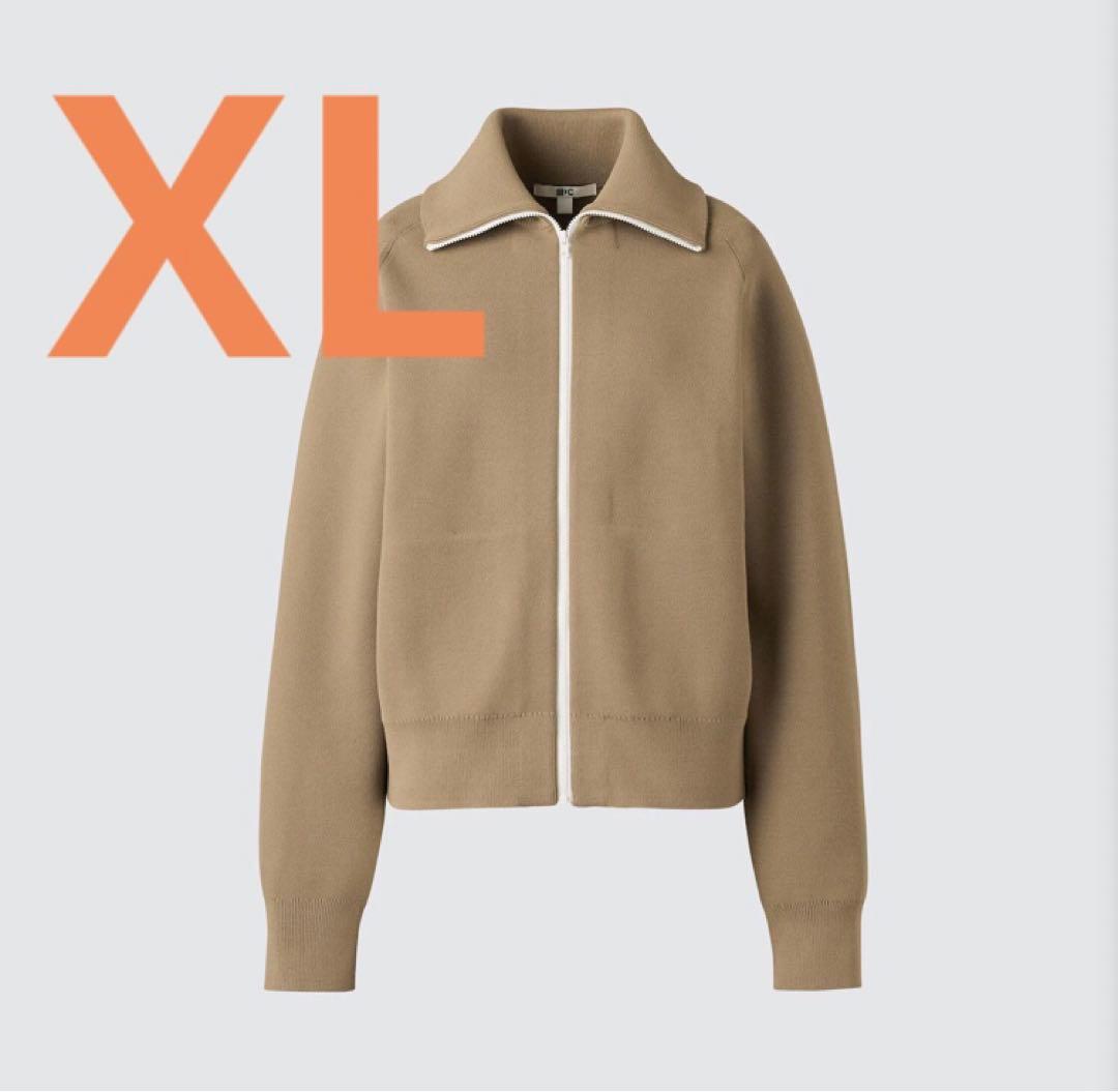ユニクロC　ミラノリブフルジップカーディガン XL ベージュ　/ ④