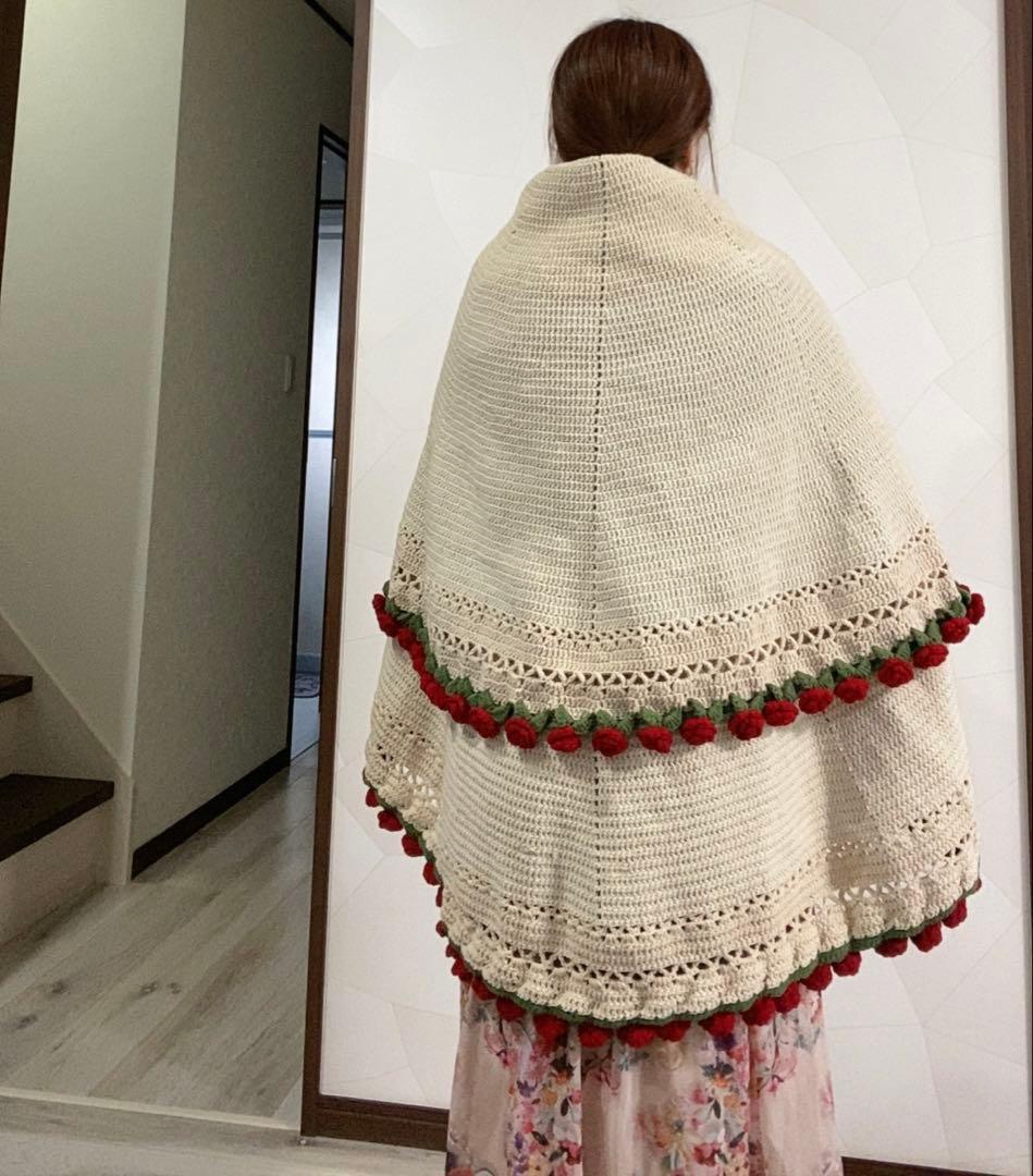 （専用）バラの花束ブランケット直径143cm，102本の大きなバラ，ストール