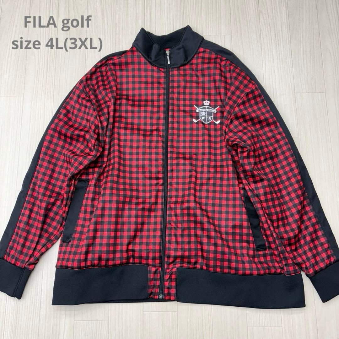 ■ 美品 FILA フィラゴルフ 裏起毛 ジップ チェック ブルゾン 4L