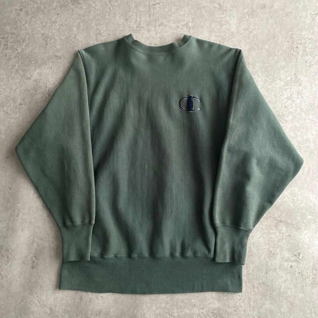 激レア90sチャンピオン珍ピオンですデカ目リバースウィーブLグリーン緑