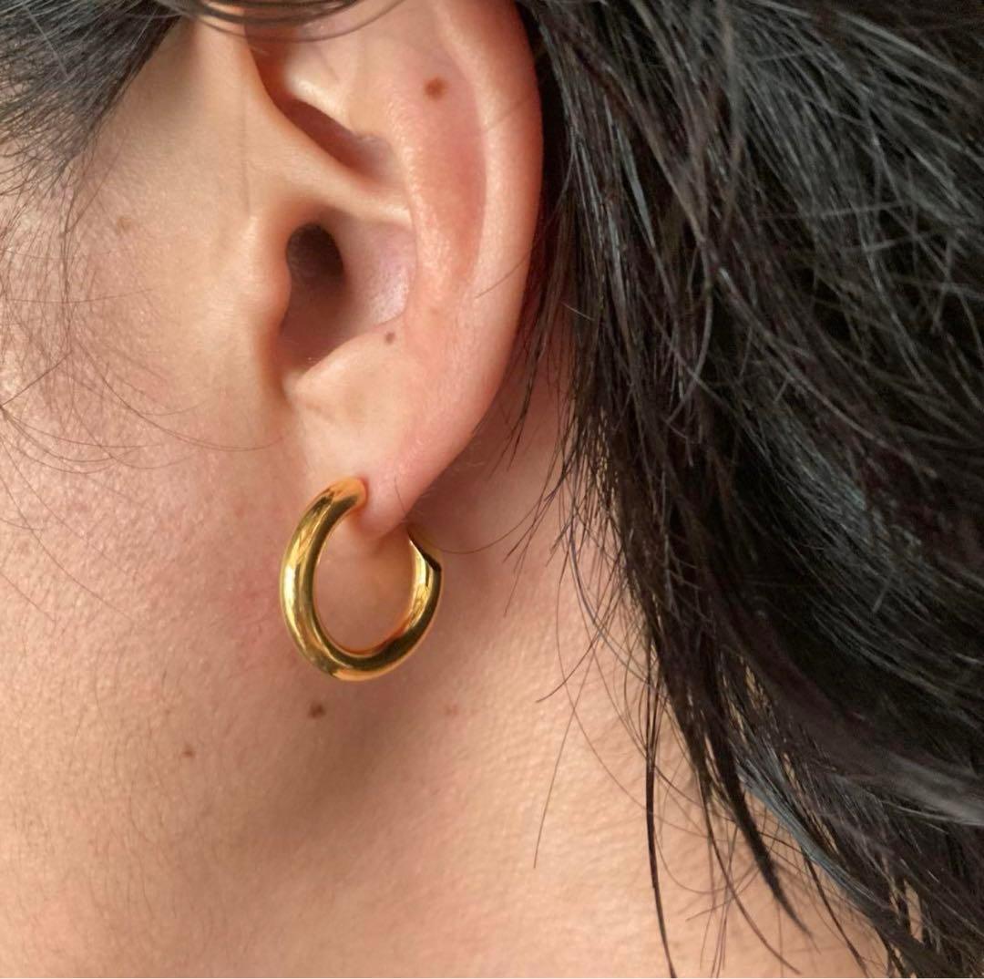 フープピアス　silver 925 18k キャリアリング風