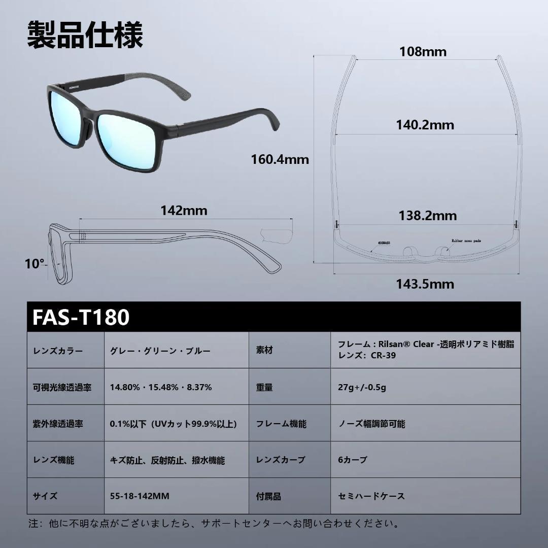 ゴメクサス　偏光サングラス　CR-39光学レンズ　ウェリントン型　スモーク