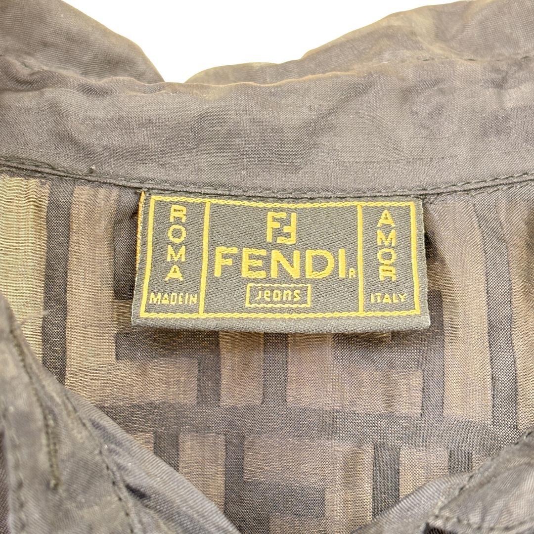 FENDI JEANS ロゴ ジャガード シースルーシャツ Lサイズ