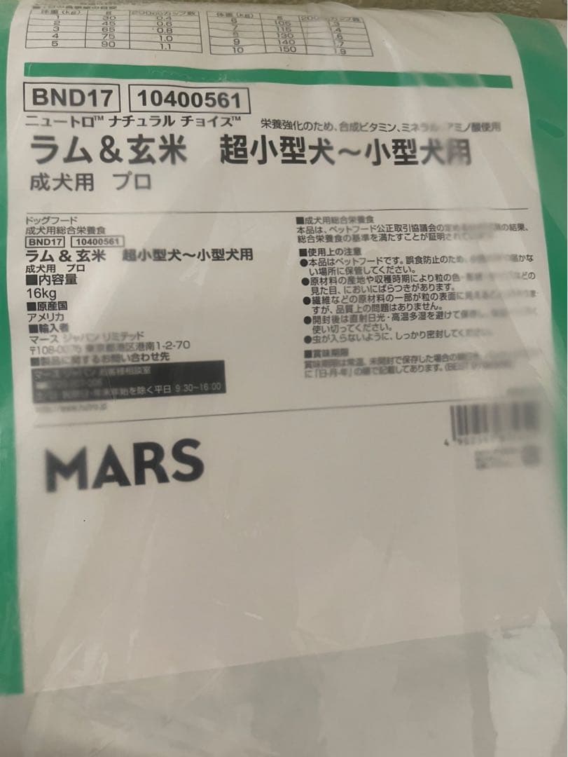 Nutro ラム&玄米 16kg 超小型犬用