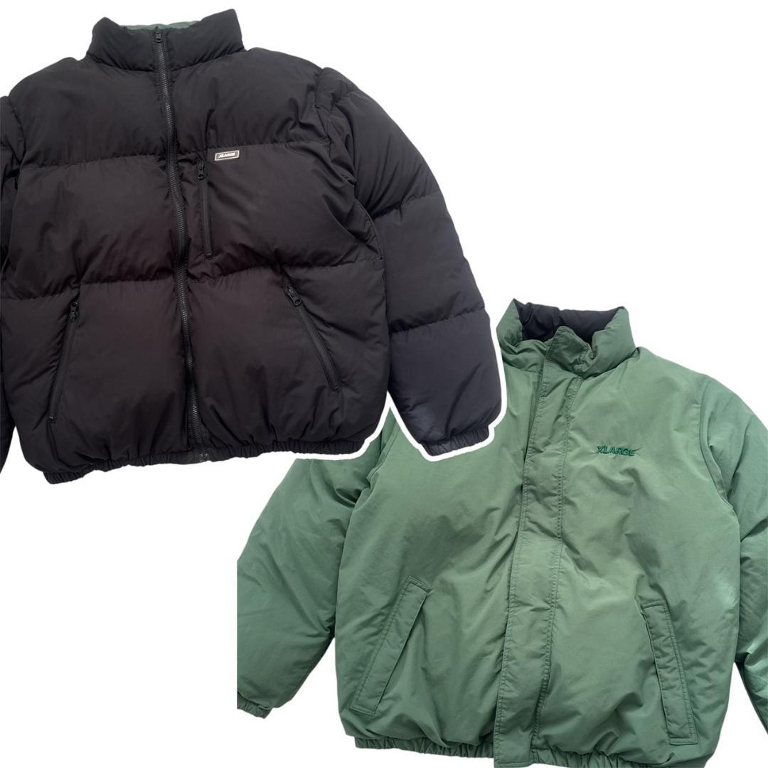 XLARGE リバーシブル ダウンジャケット グリーンブラック XL