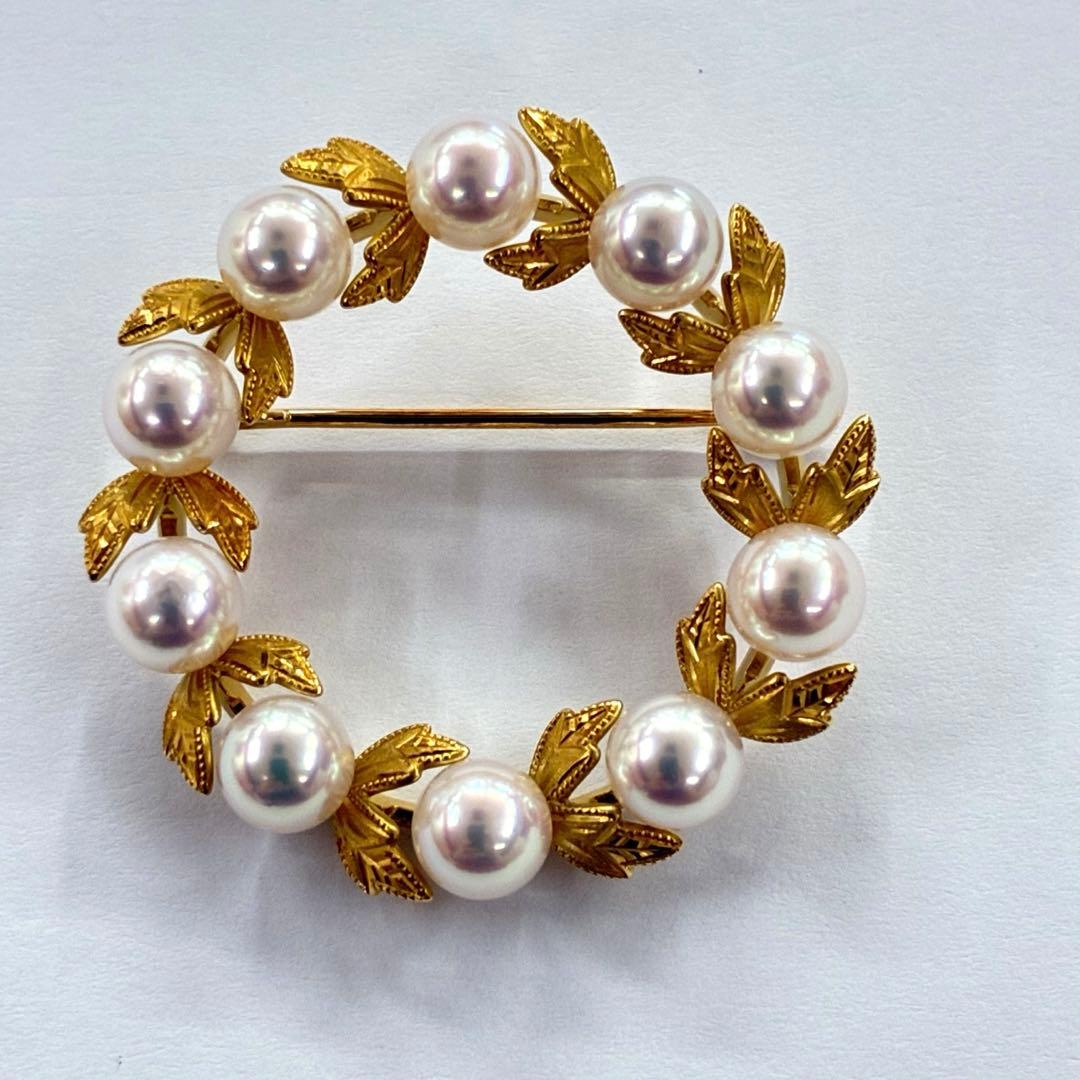 ∞MIKIMOTO　ミキモト　K18　ブローチ　月桂樹