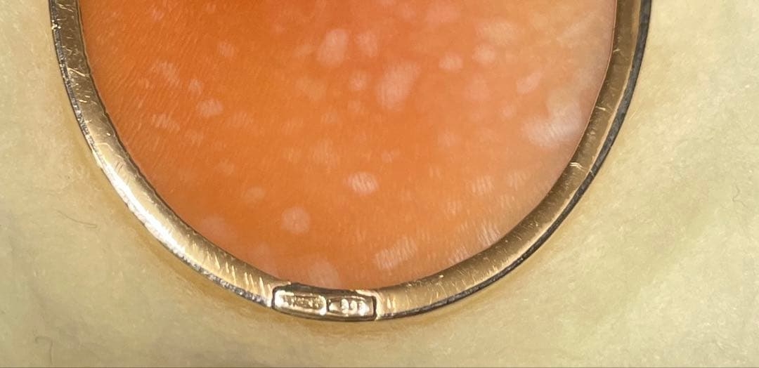 未使用品【イタリアローマのカメオ専門店で購入】カメオブローチ 女性の横顔 花