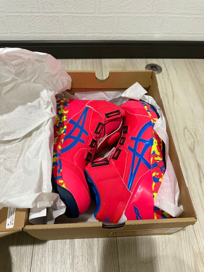 ASICS 安全靴 限定カラーピンク/ブルー ハイカット