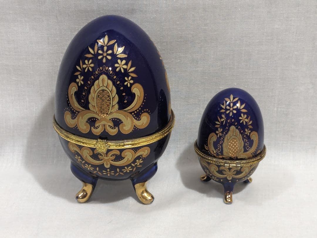 Meissen　マイセン　卵型ジュエリーボックス　大·小　置物　オブジェ　陶器