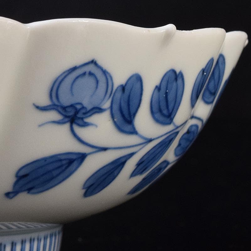 かず　鍋島焼　藍鍋島　葡萄文　五寸皿　時代箱付　V　R8114