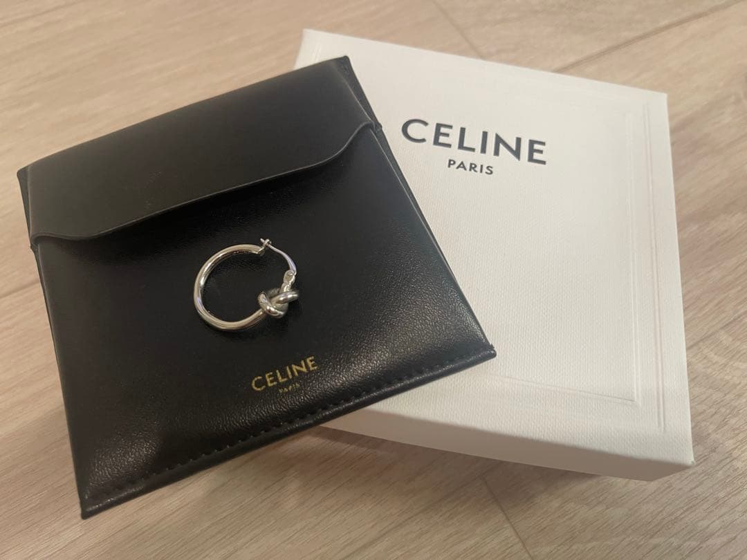 CELINE ノットスモールフープピアス　片耳　シルバー　セリーヌ
