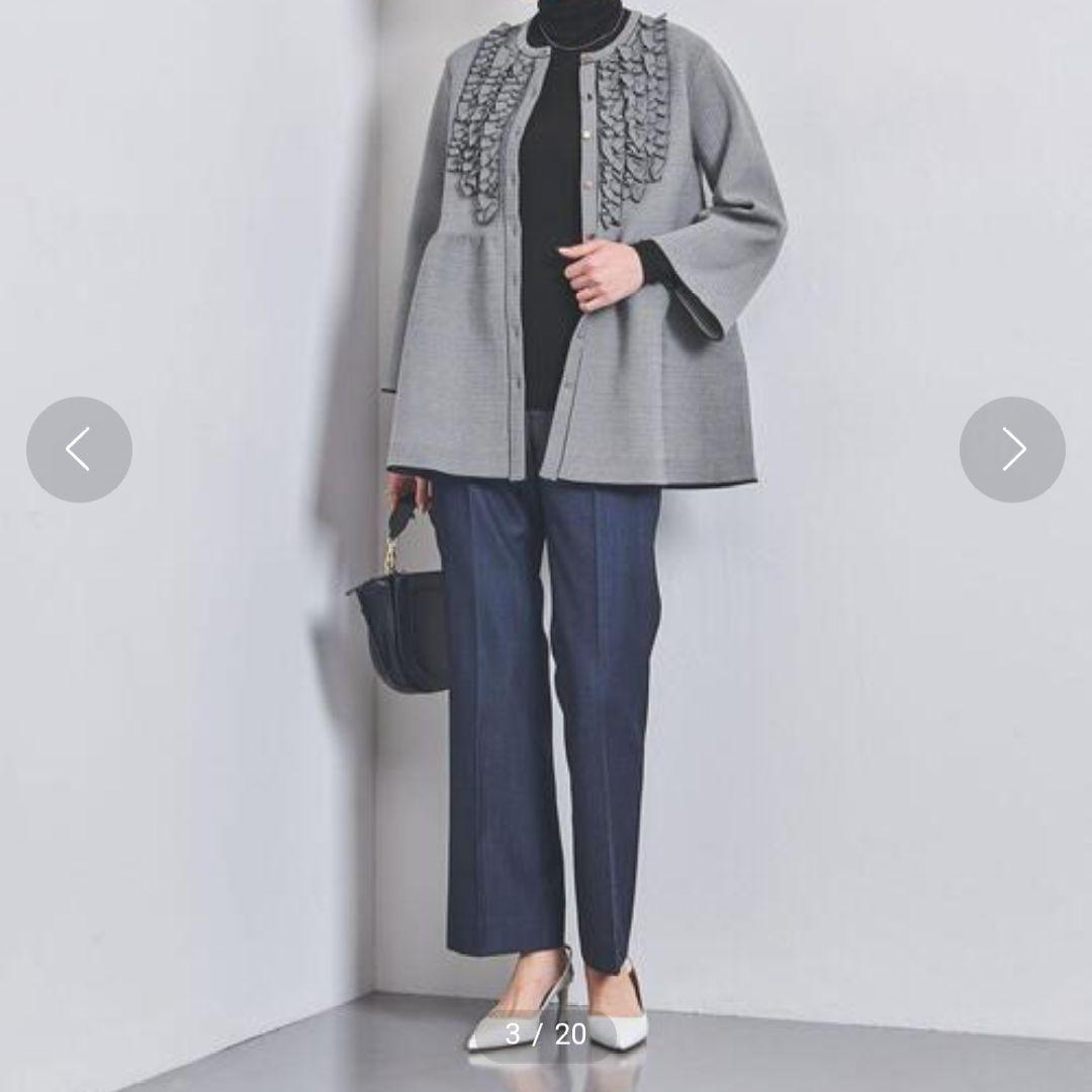 美品UNITED ARROWS カーディオン グレー フリルジャケット ペプラム