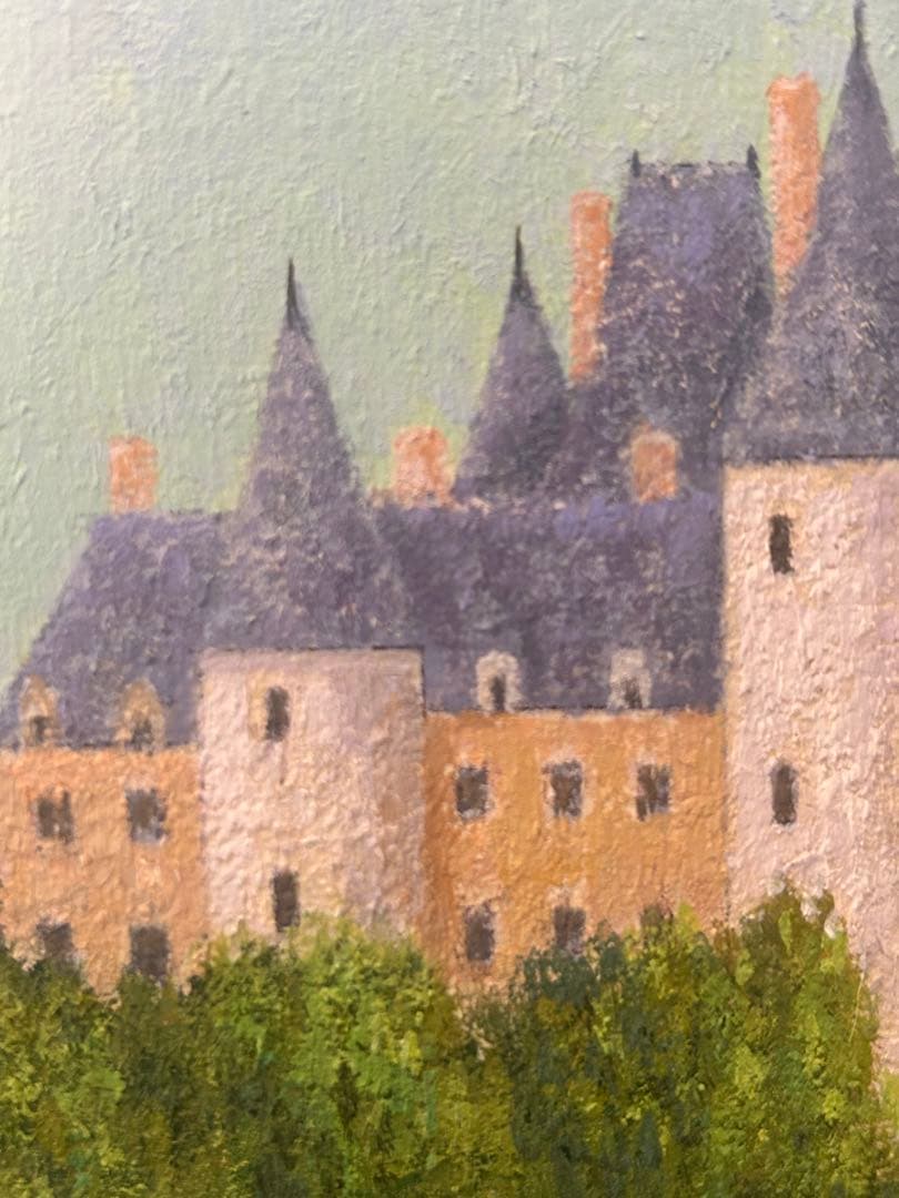 真作　勝呂隆光　油彩画 城　T. Kiyoshi