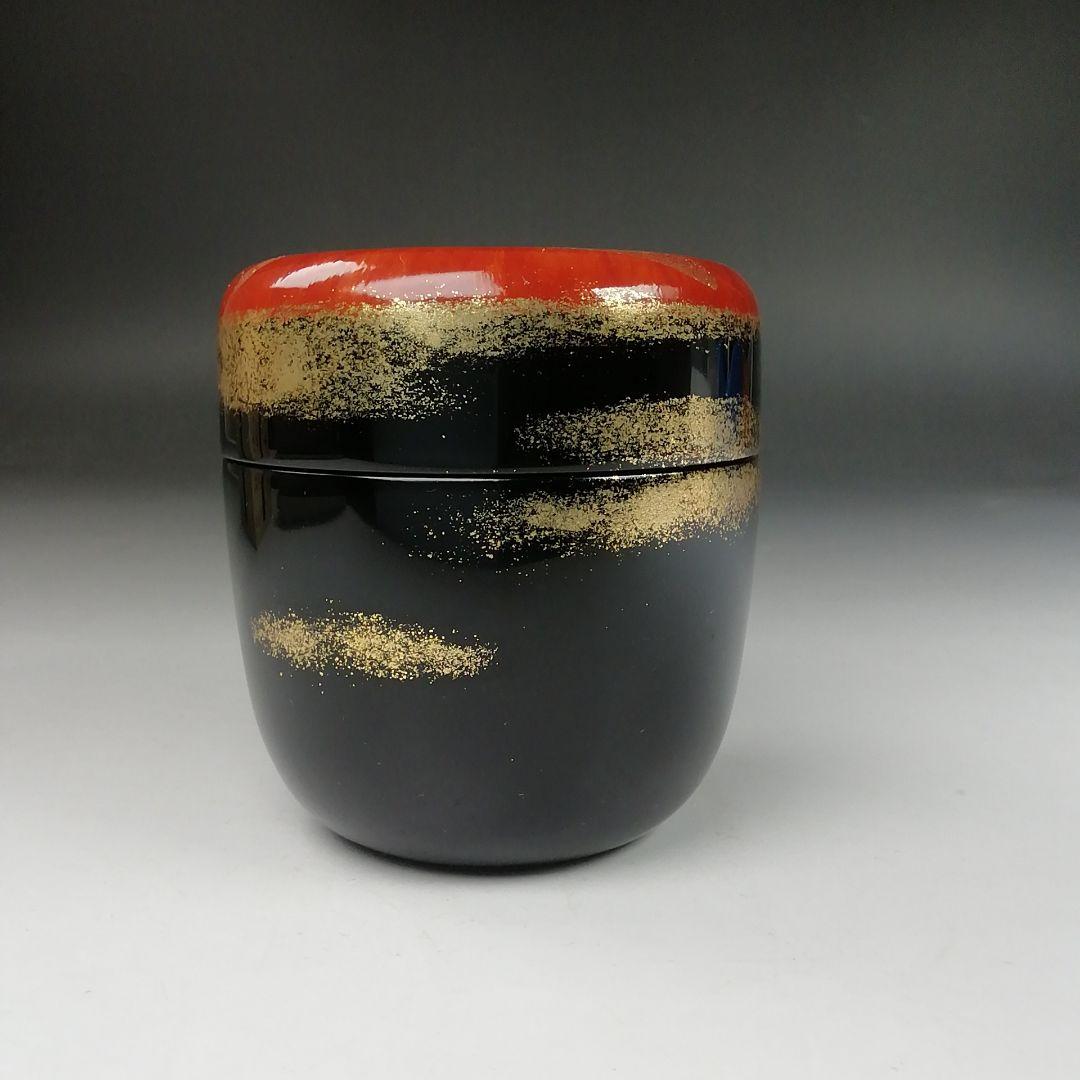 Ｔ８３２　棗　『紅富士蒔絵』『輪島塗』『中棗』『蒔絵師　黒川和禅』　共箱　茶道具