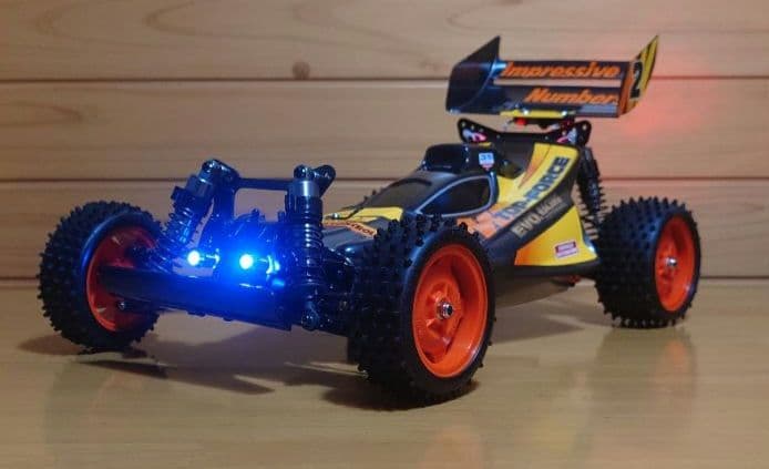 田宮トップフォースEVO.前後LEDライト付＆プロポバッテリー充電器完成品セット