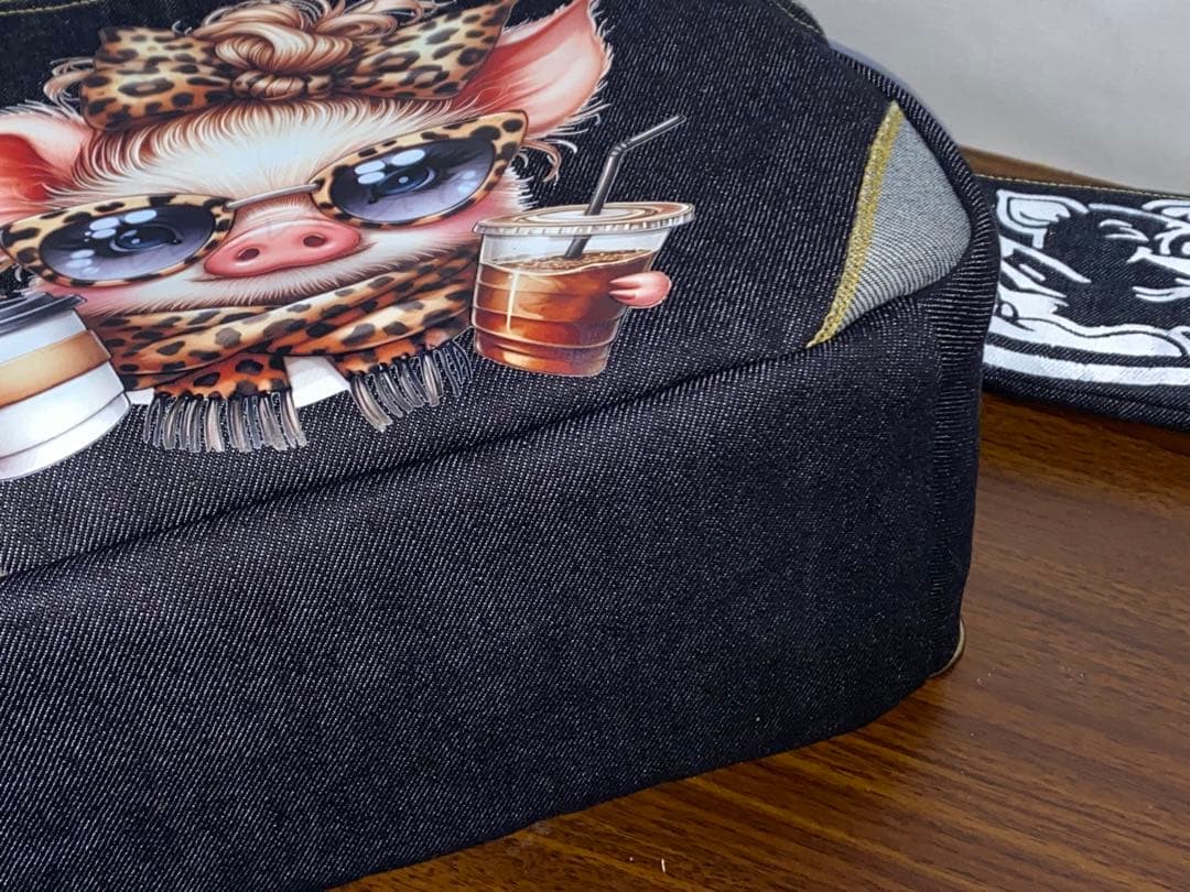 セール☆ハンドメイド☆岡山デニム☆ブタさん☆リュック対応☆4wayボストンバッグ