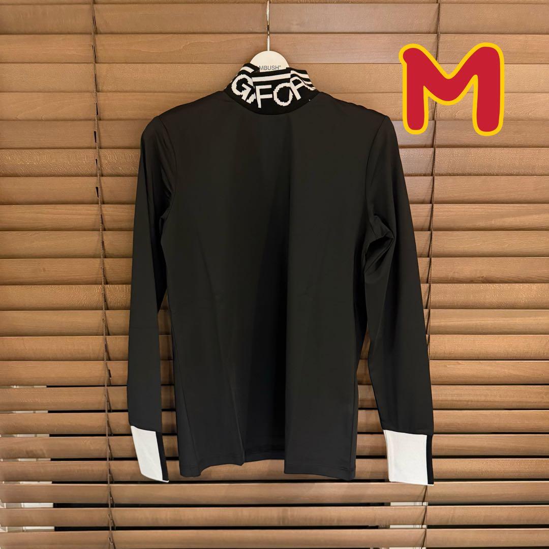 【M】G/FORE ジーフォア ゴルフ カットソー モックネック長袖Tシャツ 黒