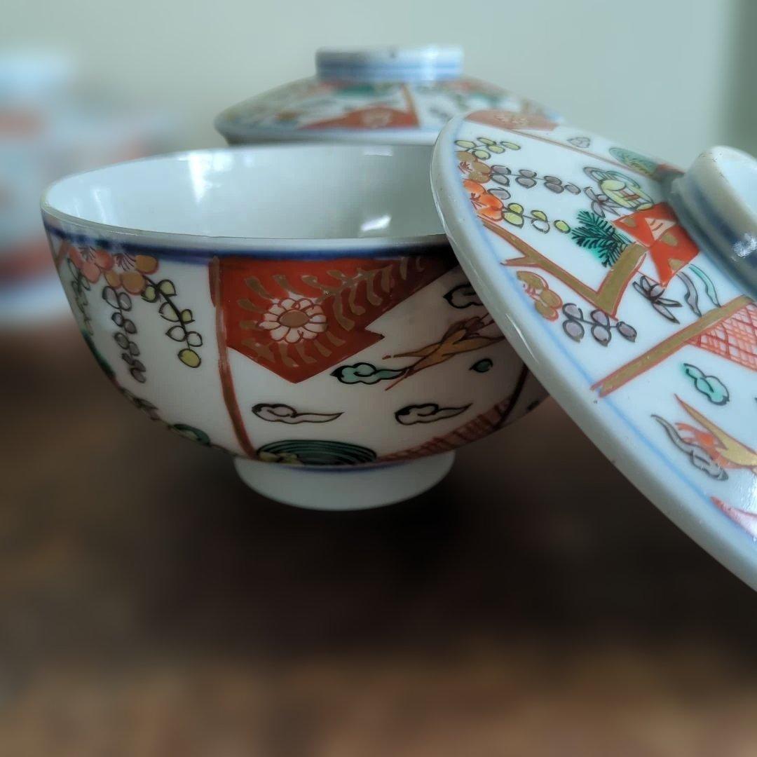 骨董 伊万里 古伊万里 蓋付茶碗 茶碗 煮物碗 お雑煮 蓋付 5つ〜