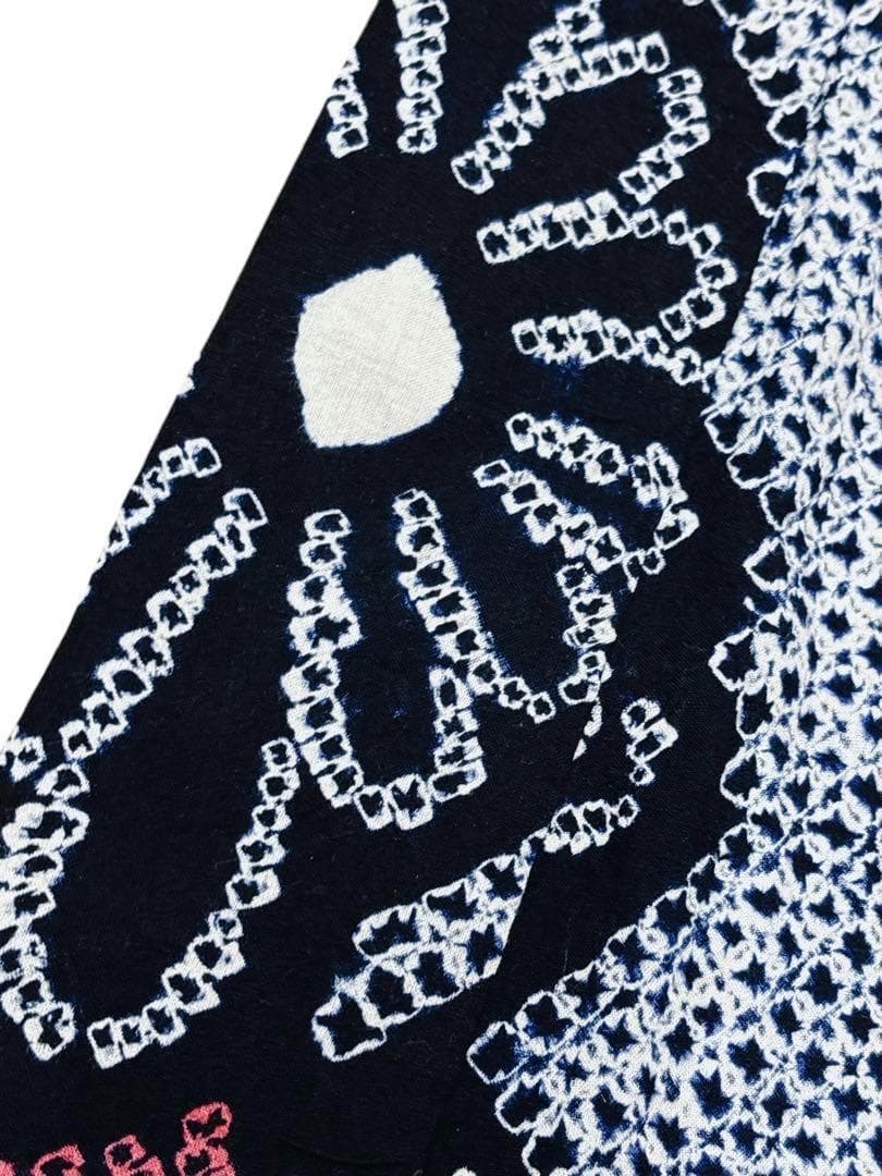 A28 有松鳴海絞り 高級浴衣 花模様　紺青