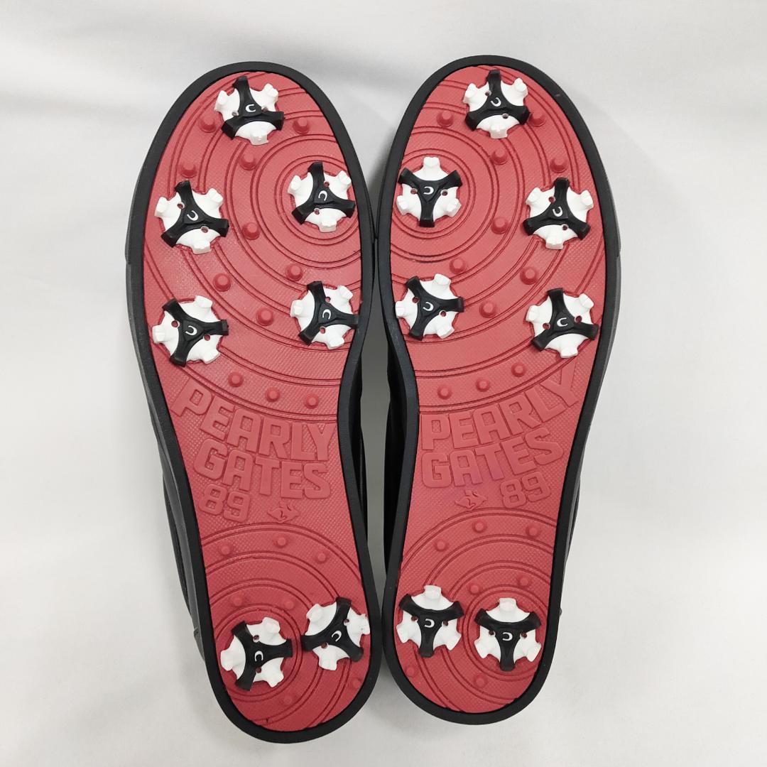 ○★新品 未使用 パーリーゲイツ メゾンロゴ柄 ゴルフシューズ ブラック25cm