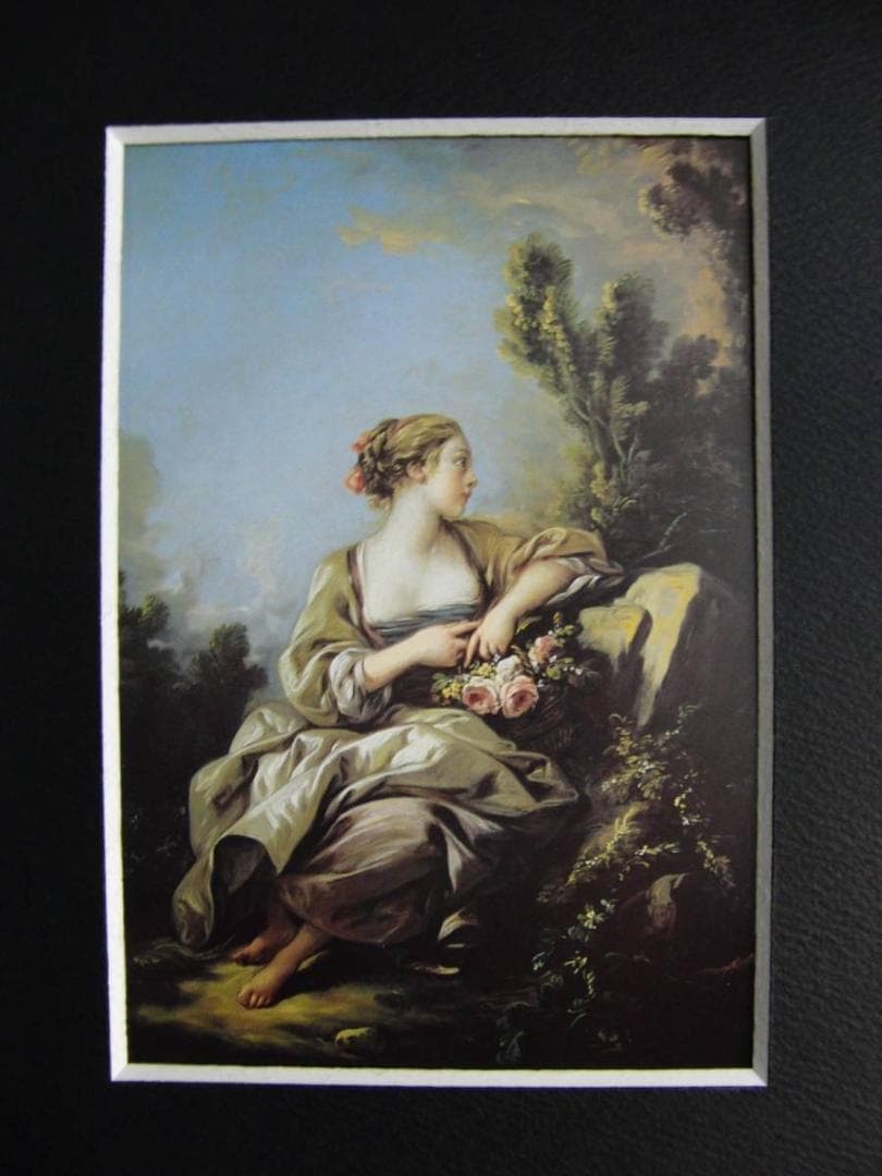 フランソワ ブーシェ、【庭師】、希少画集画、状態良好、新品高級額装付