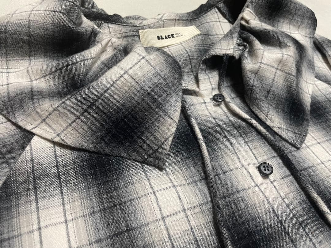 IENA BLACK フリルチェックブラウス