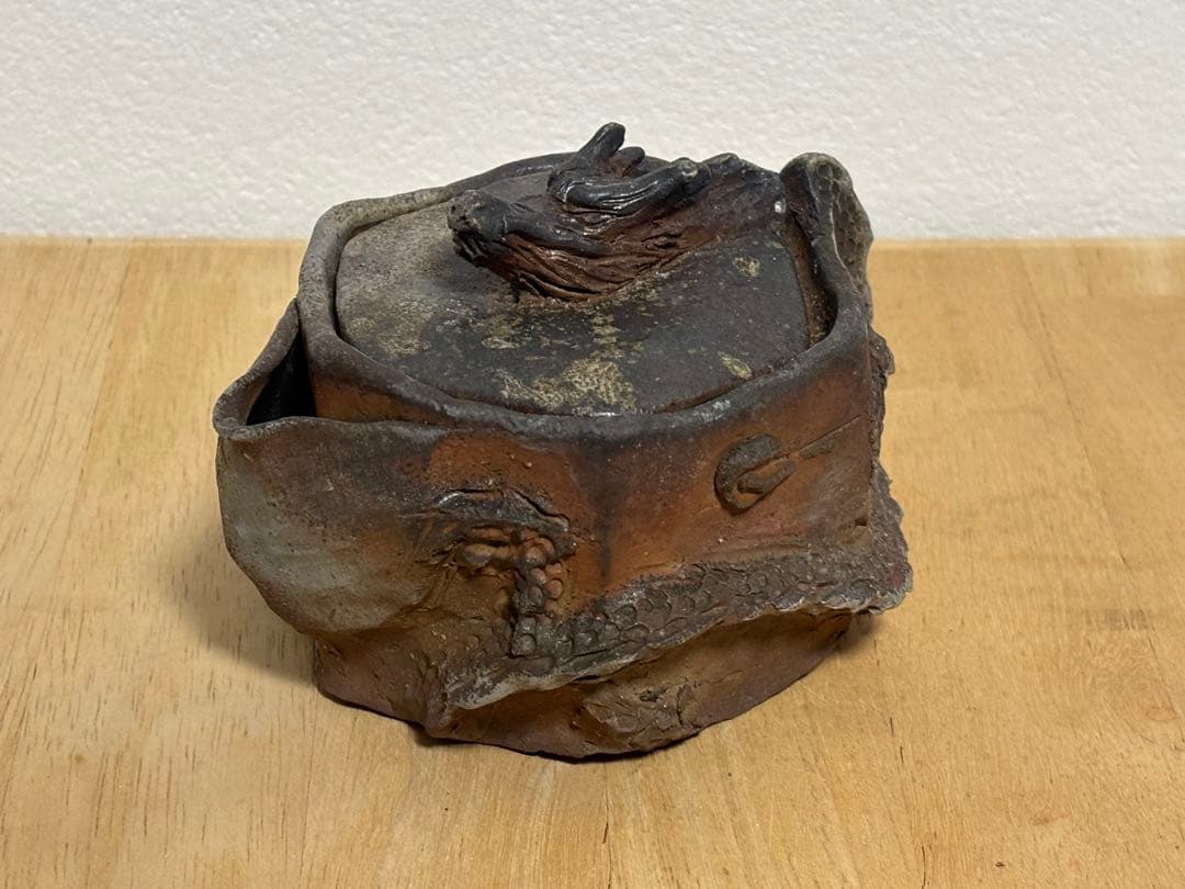 79.備前焼 宝瓶 登り窯 龍 りゅう 六角 手びねり 急須