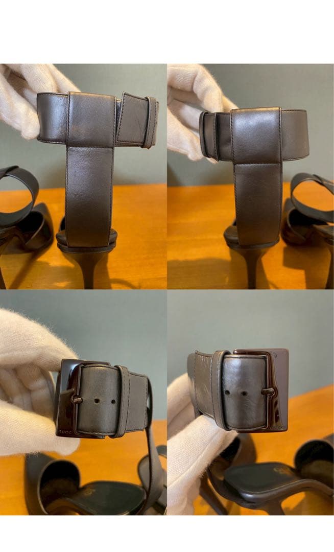 GUCCI グッチ　アンクルストラップ　ミュール　パンプス　ピンヒール