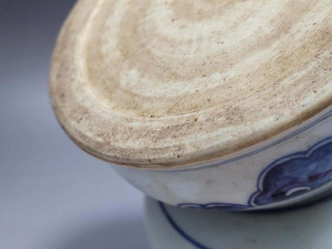 染付 龍神獣紋 球型 花瓶 明清時代 高さ約21.4cm