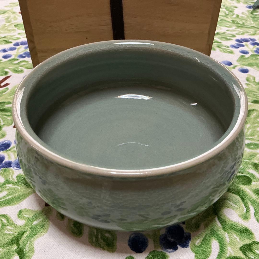 高麗青磁　茶道用　平建水　流谷作