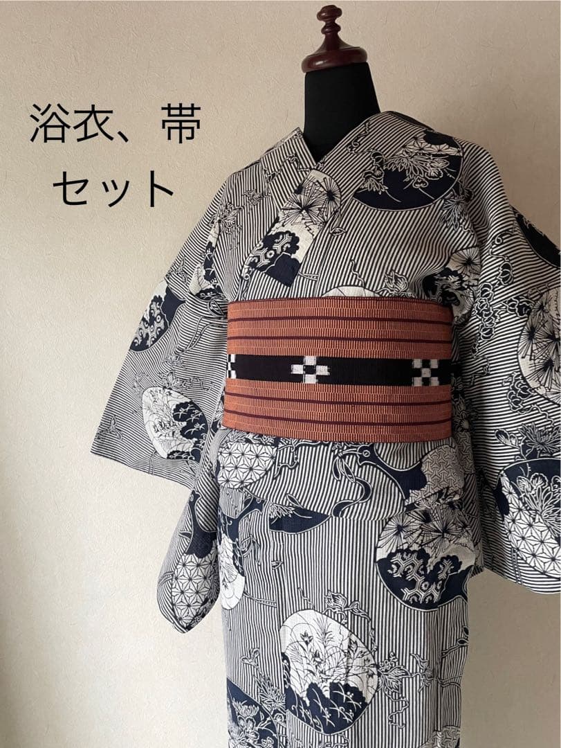 K*✧様 浴衣、ミンサー半幅帯　セット