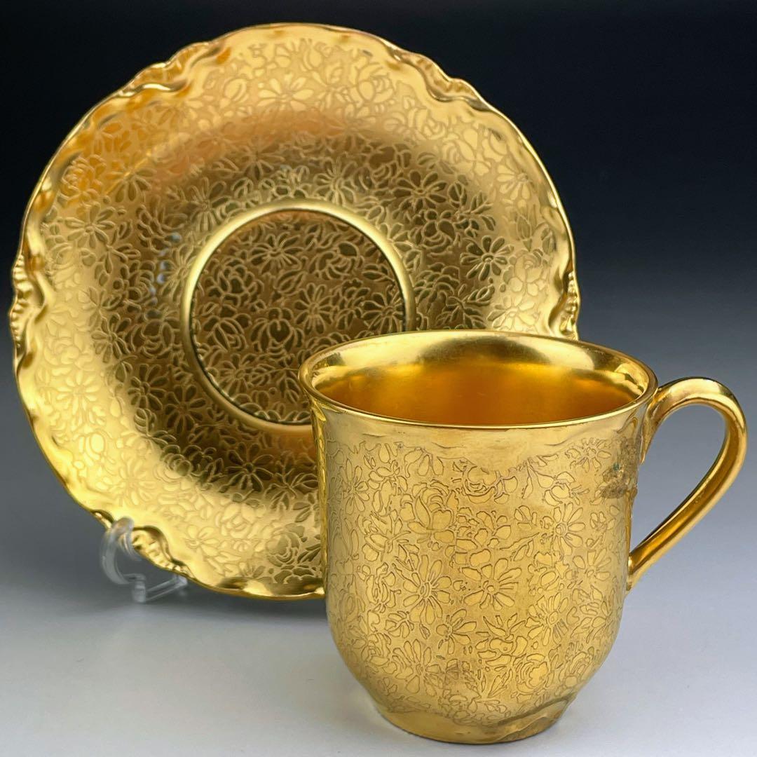 【希少】フッチェンロイター 24K 金彩 カップ＆ソーサー ハンドエングレーブド