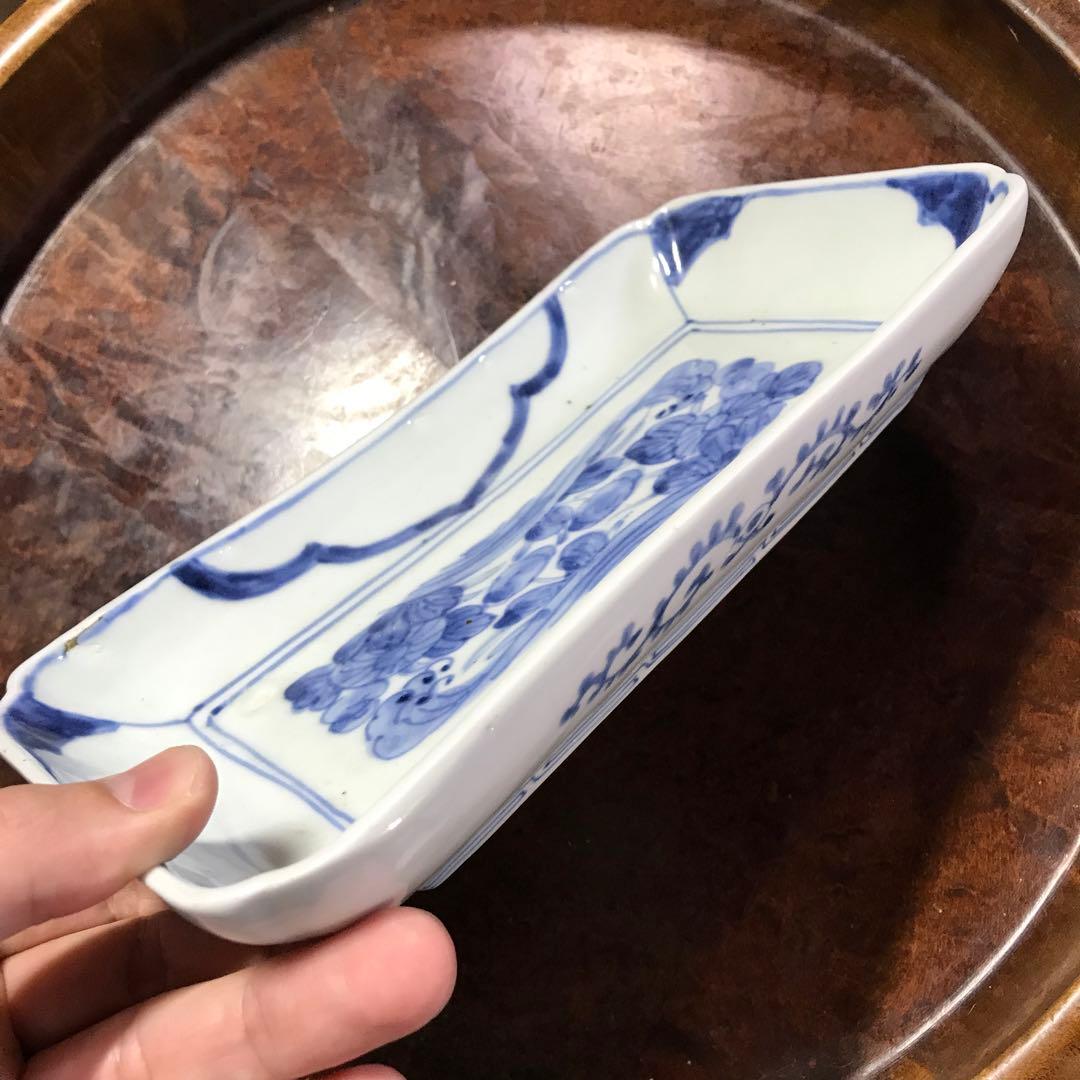 古伊万里　無傷完品　長皿　民藝　くらわんか　柿右衛門　蛸唐草　切込　染付　波佐見