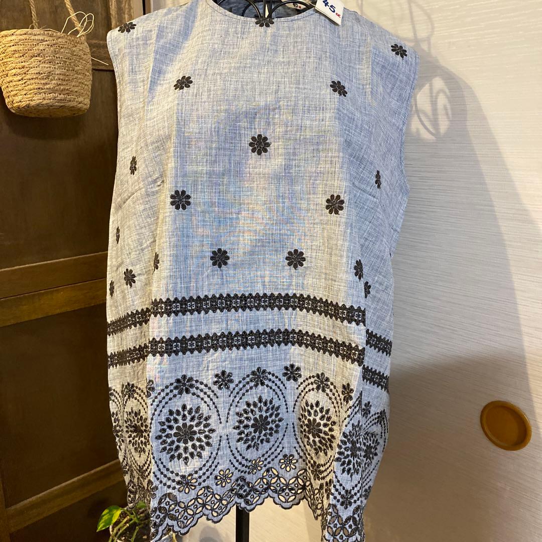 45r インディゴはけ目カットワーク✖️天竺キャミソール新品タグ付