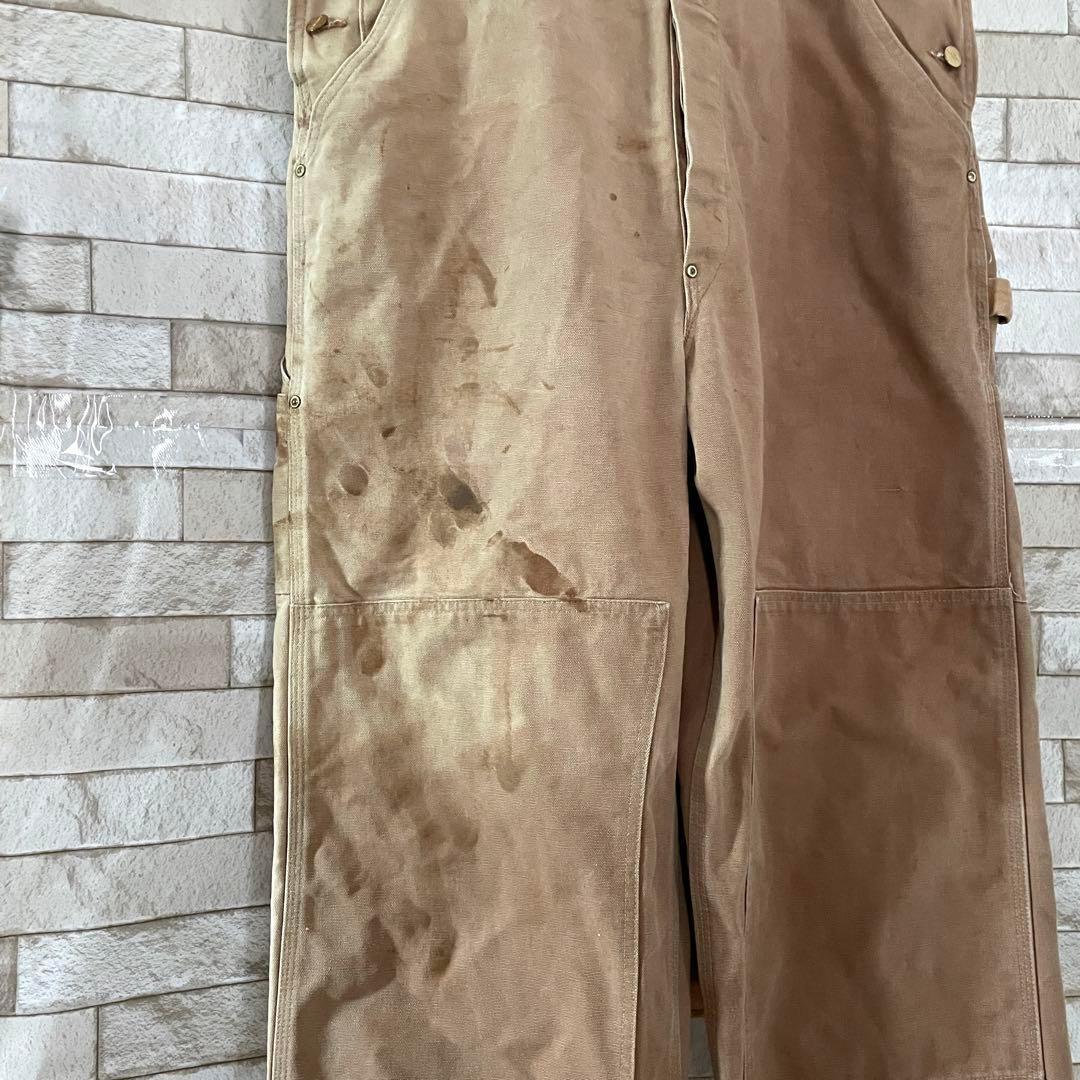 カーハート USA オーバーオール ダブルニー ダック地 ブラウン 40×32