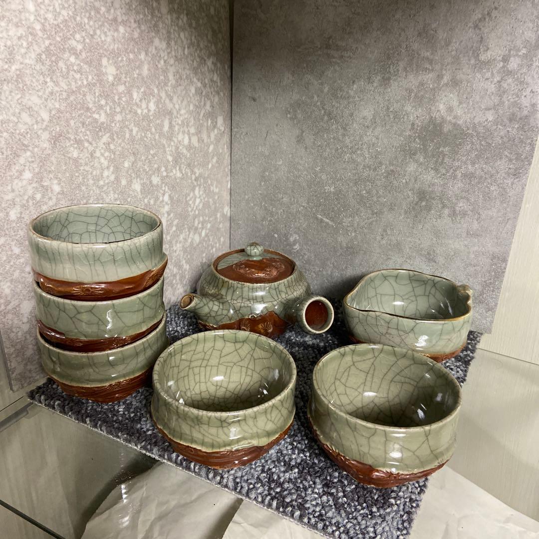 相馬焼　相馬幸山　相馬吉忠　茶器揃い　煎茶揃い　茶器セット　宝瓶　湯さまし　湯呑