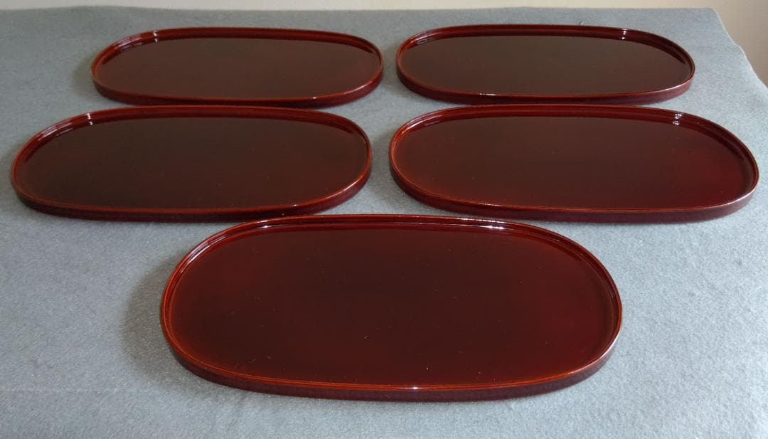 越前漆器　溜塗　極上品質菓子皿【多目的中皿】5客セット