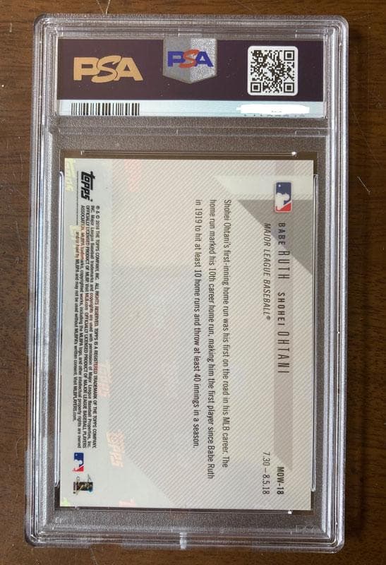 大谷翔平&ベーブルース コラボカード #MOW18 PSA鑑定済(MINT)