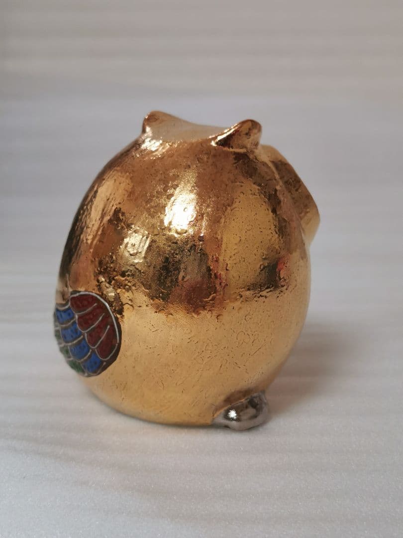 九谷焼 3.2号 梟 ふくろう 金 縁起物 風水 置物 日本製 伝統工芸