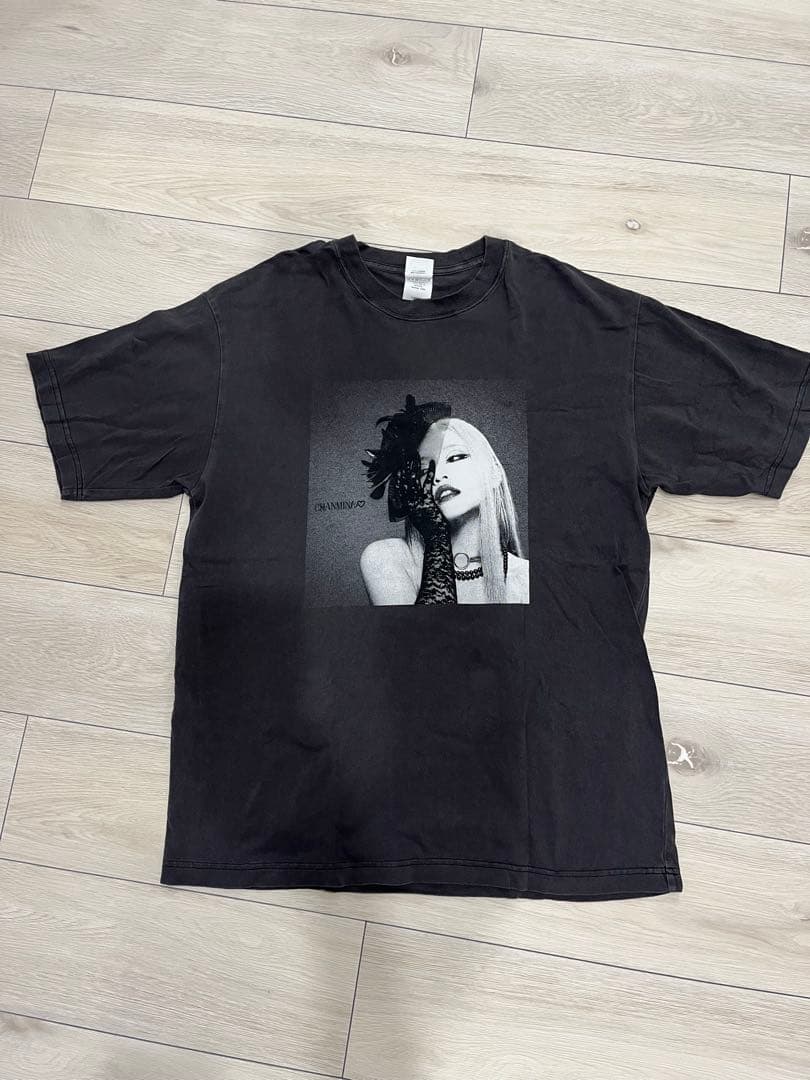 CHANMINA モノクロプリントTシャツ Lサイズ
