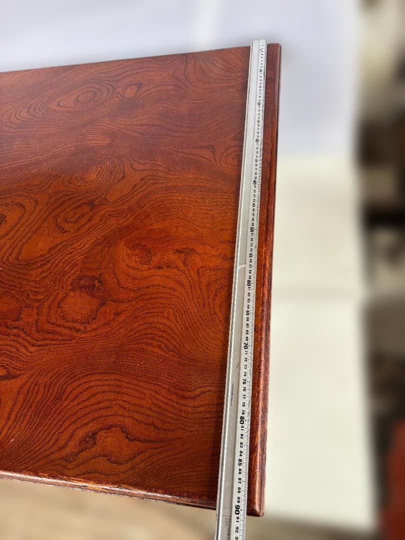 木製 座卓 彫刻入り 　昭和レトロ 　01d111