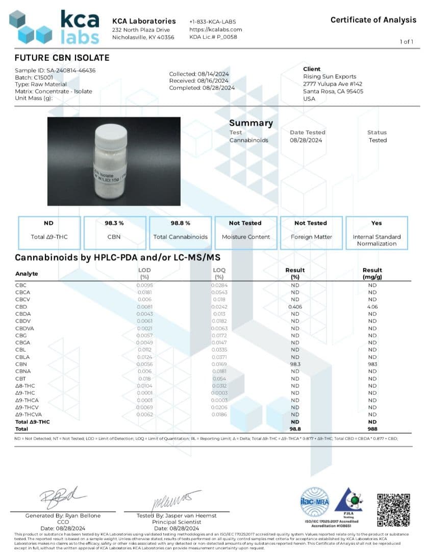 【10G】CBN アイソレート クリスタル 結晶パウダー(高純度98%) CBD
