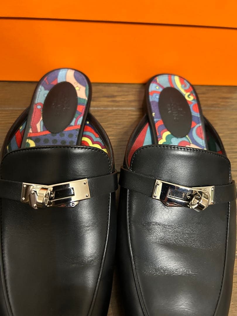 HERMES オズ　ブラック ミュール　シルバー金具　ケリー金具