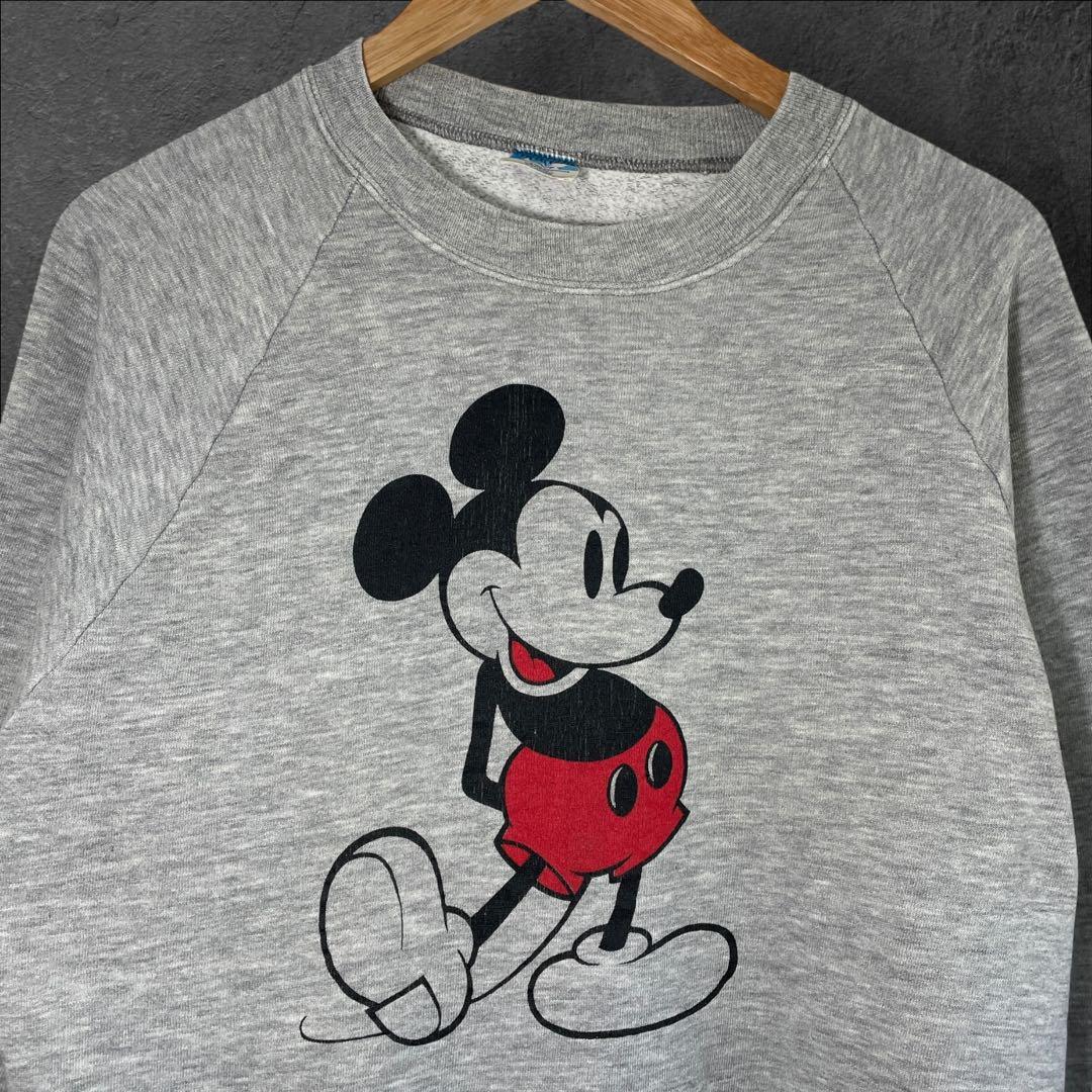 80s Disney ミッキー スウェット USA製 XL相当 短丈ヴィンテージ