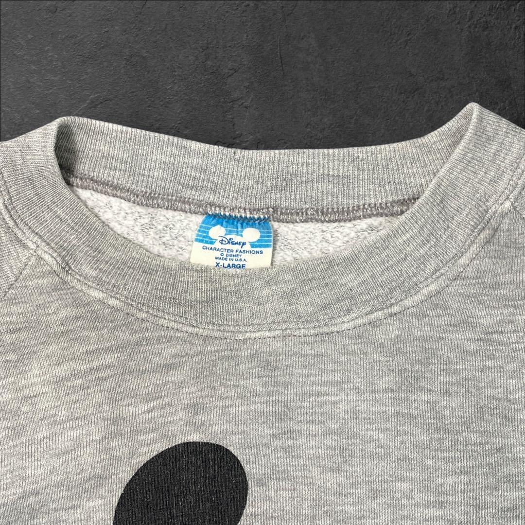 80s Disney ミッキー スウェット USA製 XL相当 短丈ヴィンテージ