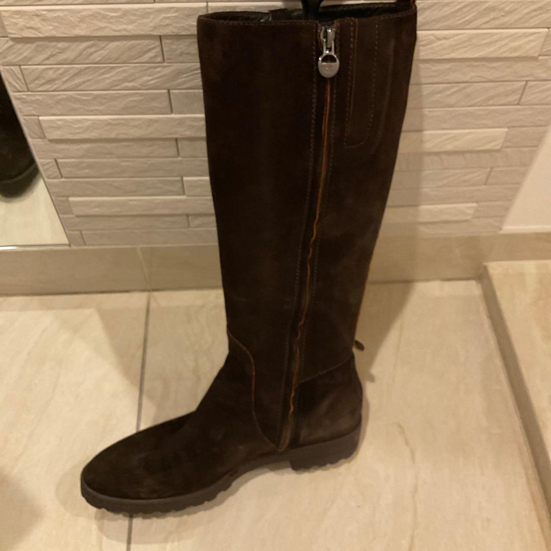 ロングブーツ　スエード　茶色ブーツ　スエードブーツ　ジョッキブーツ