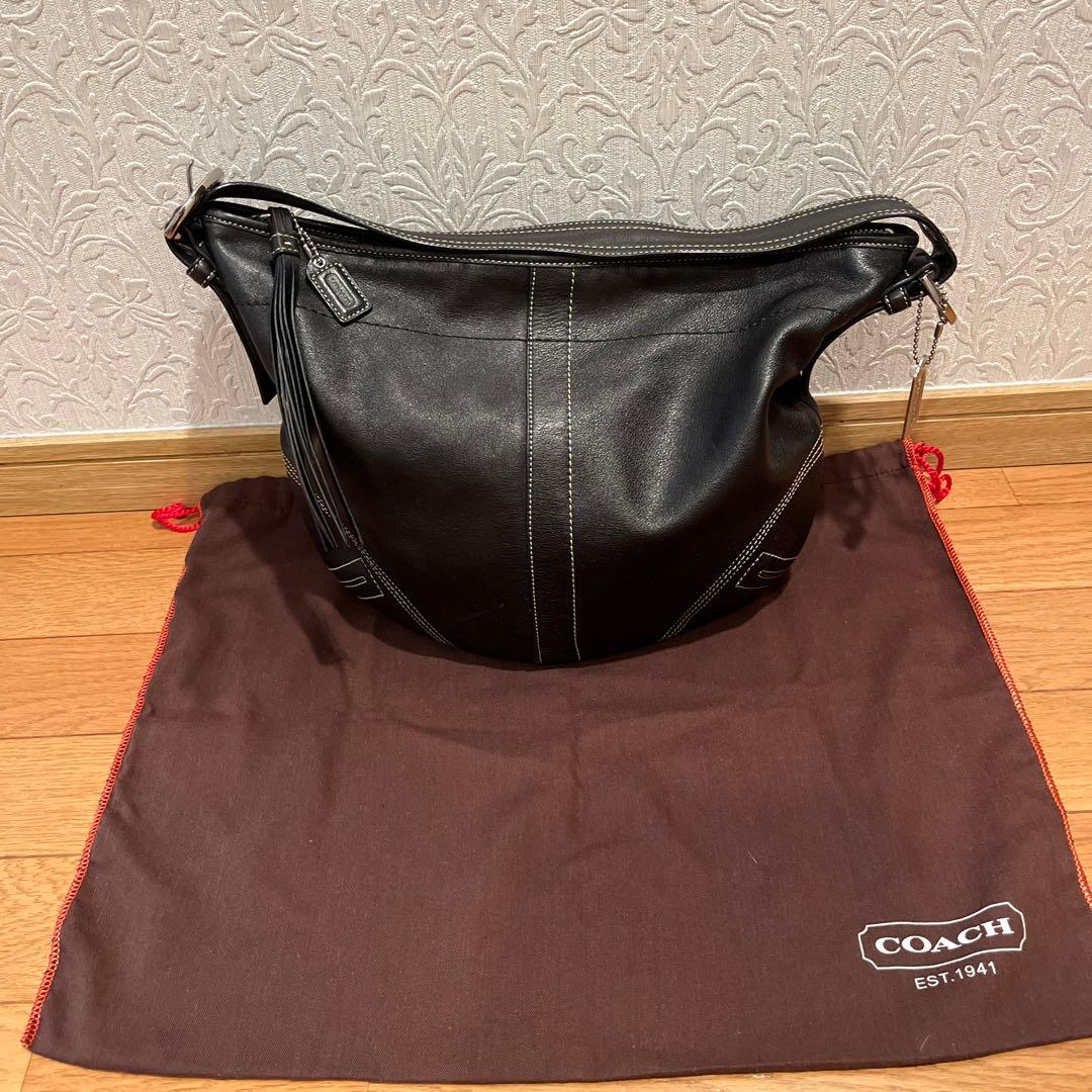 極美品✨COACH ブラックレザー ショルダーバッグ