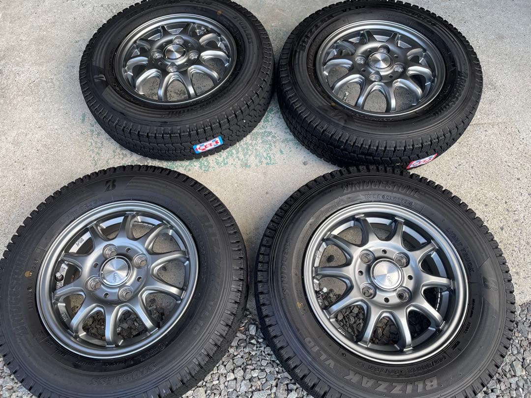新品並　145/80R12 ブリヂストン　スタッドレス　軽トラ　軽バン　アルミ付