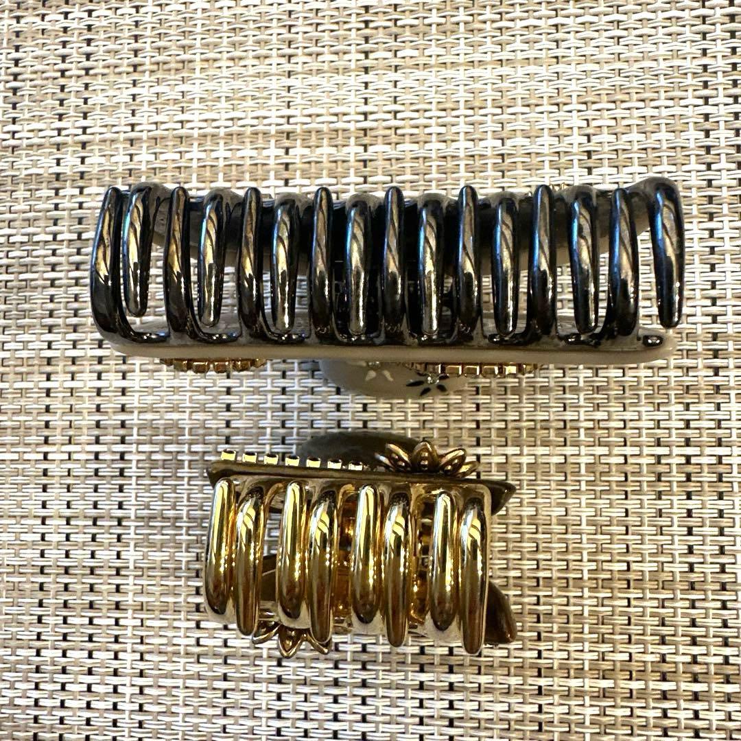 acca アッカ　クリップ　大小　2個セット 花柄　ゴージャスストーン　美品