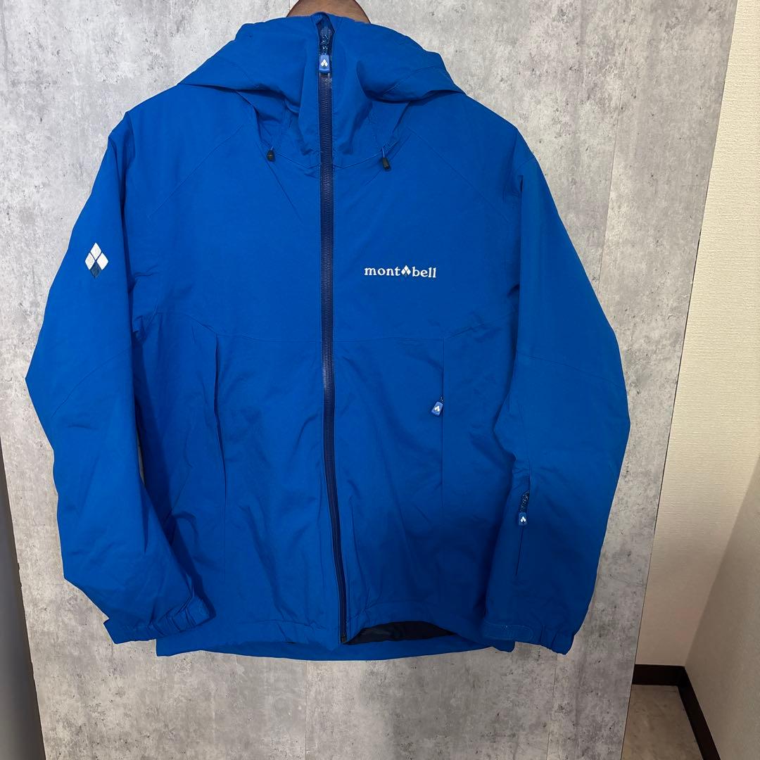 【美品 】モンベル パウダーステップパーカ ブルー S スノースポーツ